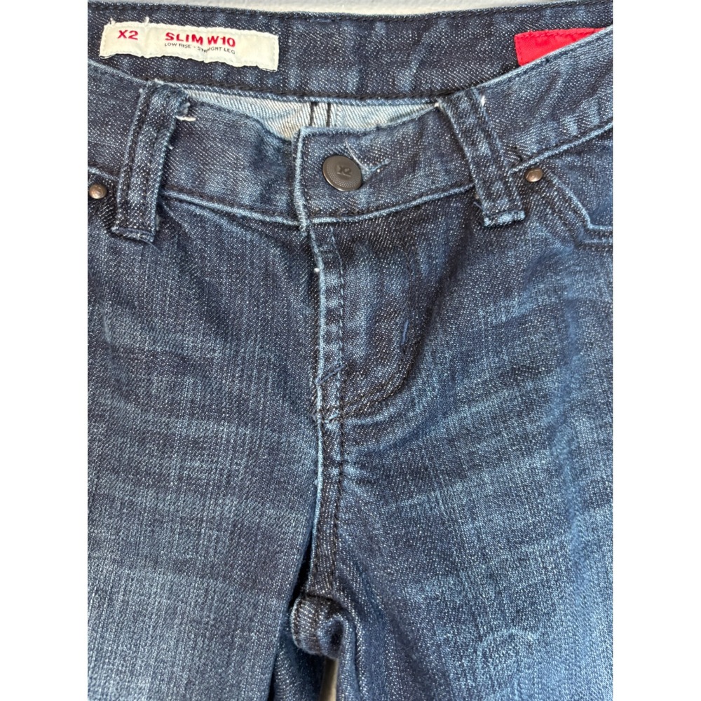 X2 Quality Denim Womens Size 2 Slim W10 Low Rise Straight Leg Jeans Dark Wash - Picture 3 of 12